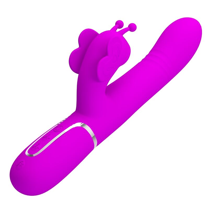 PRETTY LOVE - VIBRATORE MULTIFUNZIONE RABBIT 4 IN 1 FARFALLA FUCSIA