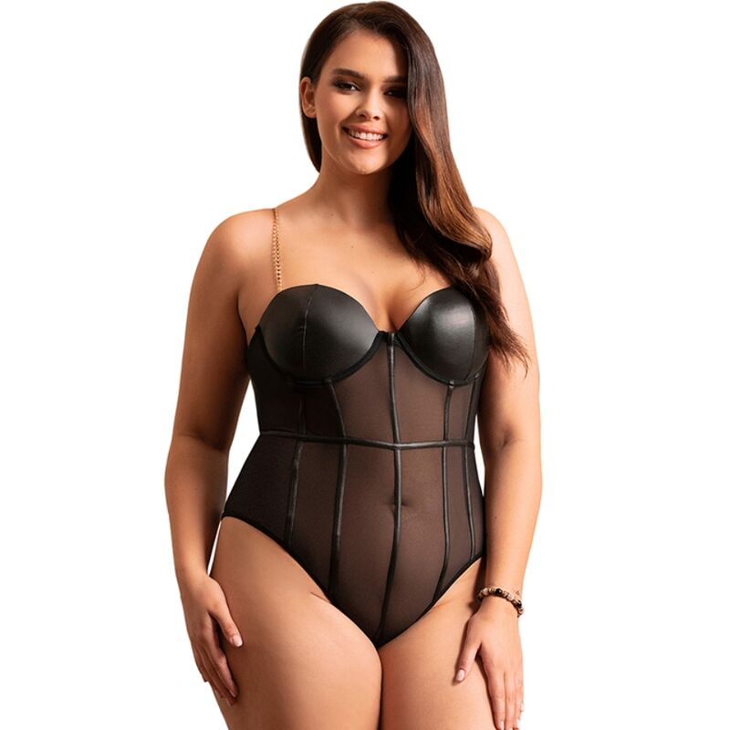 SUBBLIME - BODY CON BRETELLE A CATENA NERA S/M