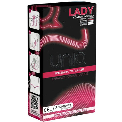 UNIQ - LADY CONDOM PRESERVATIVO FEMMINILE SENZA LATTICE CON CINGHIA DI LEGGENDA 3 UNITÀ