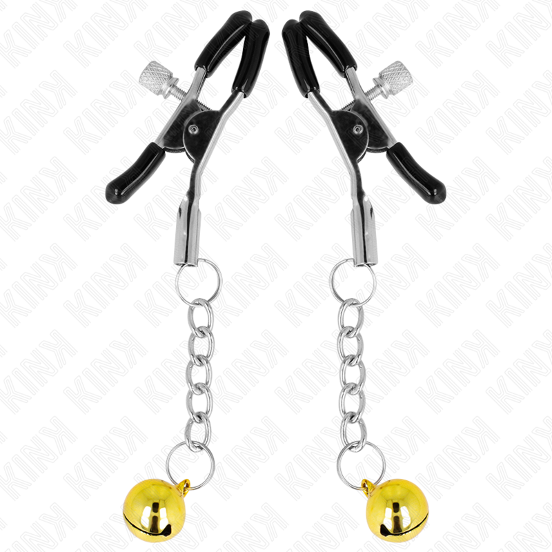 KINK - MORSETTI PER CAPEZZOLI CON PENDENTE JINGLE BELL ORO 6 CM