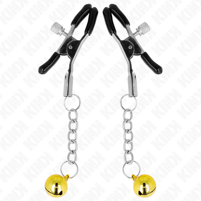 KINK - MORSETTI PER CAPEZZOLI CON PENDENTE JINGLE BELL ORO 6 CM