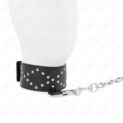 KINK - COLLANA 65 CM CON GUINZAGLIO CON BORCHIE ARGENTO MODELLO 3 REGOLABILE 36-43 CM X 5 CM