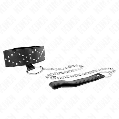 KINK - COLLANA 65 CM CON GUINZAGLIO CON BORCHIE ARGENTO MODELLO 3 REGOLABILE 36-43 CM X 5 CM