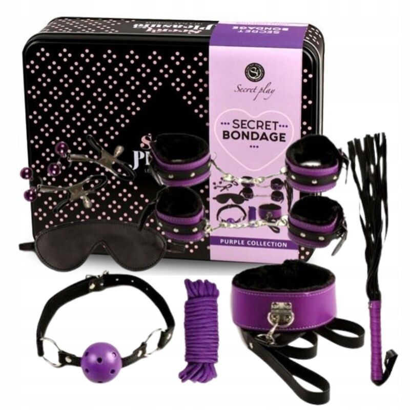 SECRETPLAY - BONDAGE BDSM SET 8PCS VIOLA / NERO