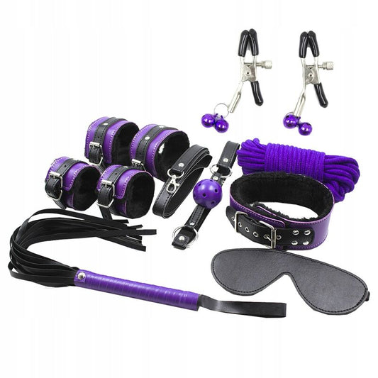 SECRETPLAY - BONDAGE BDSM SET 8PCS VIOLA / NERO