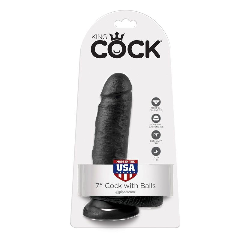 KING COCK - 7 DILDO NERO CON SFERE 17.8 CM