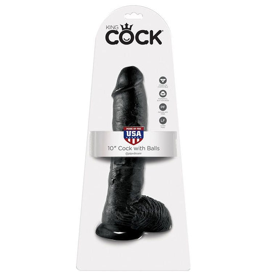 KING COCK - 10 DILDO NERO CON SFERE 25.4 CM