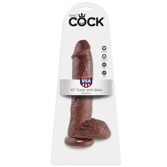 KING COCK - 10 DILDO MARRONE CON SFERE 25.4 CM