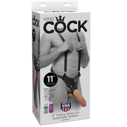 KING COCK - SISTEMA DI REGTATURA HOLLOW STRAP-ON CARNE 28 CM