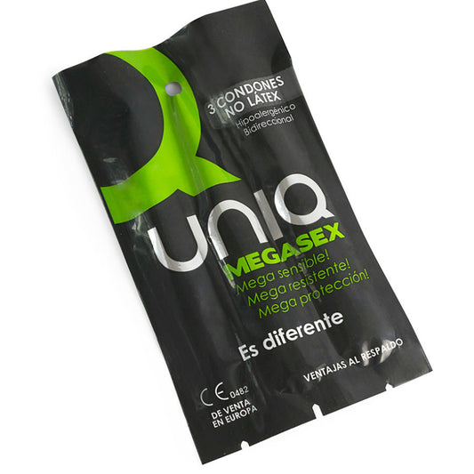 UNIQ - PRESERVATIVI MEGASEX LATEX FREE SENSITIVE CONDOMS 3 UNITS