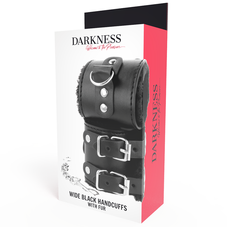 DARKNESS - MANETTE NERE REGOLABILI IN PELLE CON FODERA