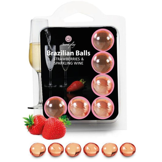 SECRETPLAY - LUBRIFICANTE SET 6 PALLINE BRASILIANI FRAGOLE CON CAVA