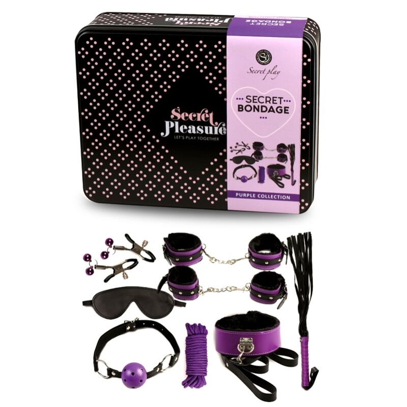 SECRETPLAY - BONDAGE BDSM SET 8PCS VIOLA / NERO